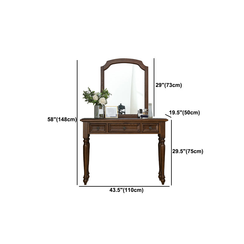 鏡付きのブラウンアッシュバニティセット58.26 "引き出し付きの高虚栄心