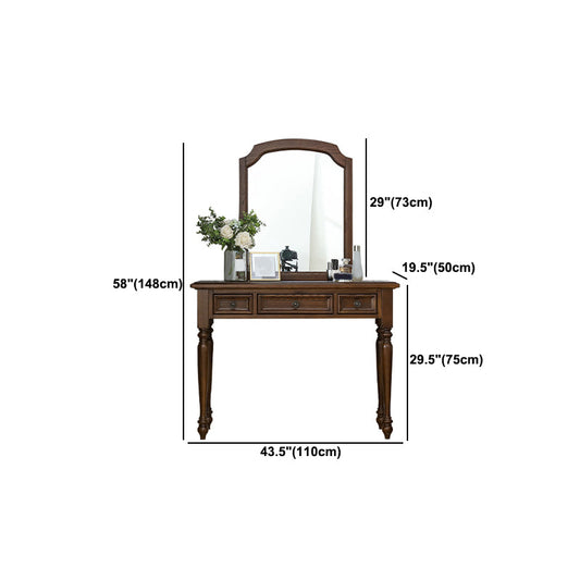 Tocador de cenizas marrones con un espejo de 58.26 "tocador alto con cajón