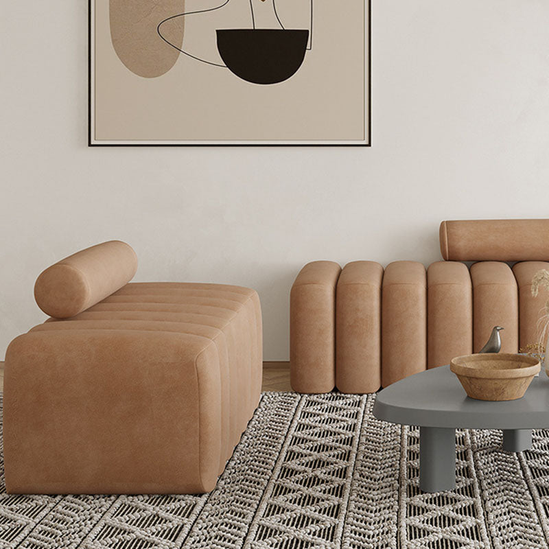 14.96" H Contemporary Solid Color Velvet Armless Sofa for Living Room Clearhalo 'furn' 'furn_sofas' 'Furniture' 'Living Room Furniture' 'Sofa' 'sofas' 6014373