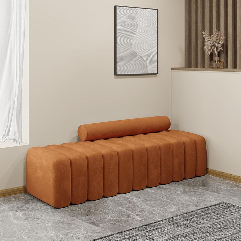 14.96" H Contemporary Solid Color Velvet Armless Sofa for Living Room Orange Clearhalo 'furn' 'furn_sofas' 'Furniture' 'Living Room Furniture' 'Sofa' 'sofas' 6014375
