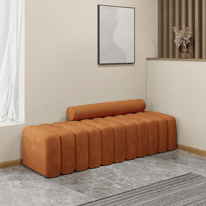 14.96" H Contemporary Solid Color Velvet Armless Sofa for Living Room Orange Clearhalo 'furn' 'furn_sofas' 'Furniture' 'Living Room Furniture' 'Sofa' 'sofas' 6014375