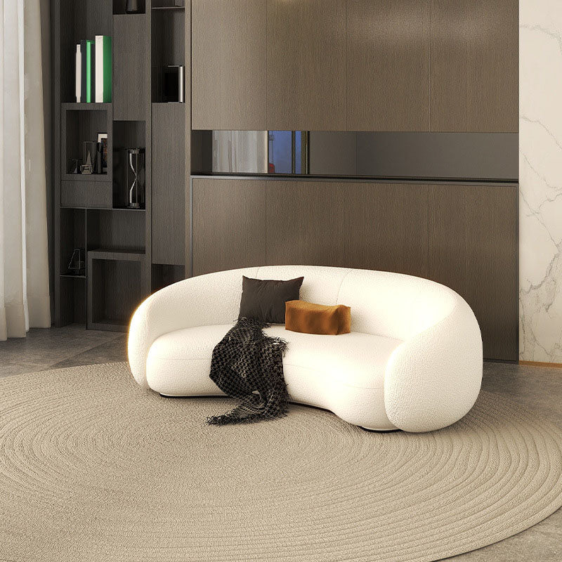 Contemporary Velvet/Wool Curved Sofa Tight Back Sofa in Gray/White White Clearhalo 'furn' 'furn_sofas' 'Furniture' 'Living Room Furniture' 'Sofa' 'sofas' 6014379