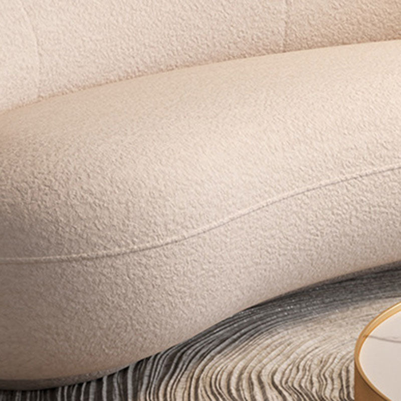 Contemporary Velvet/Wool Curved Sofa Tight Back Sofa in Gray/White Clearhalo 'furn' 'furn_sofas' 'Furniture' 'Living Room Furniture' 'Sofa' 'sofas' 6014385