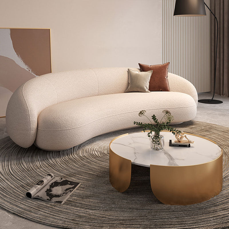 Contemporary Velvet/Wool Curved Sofa Tight Back Sofa in Gray/White Clearhalo 'furn' 'furn_sofas' 'Furniture' 'Living Room Furniture' 'Sofa' 'sofas' 6014393