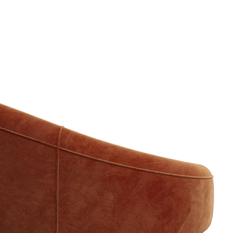 Velvet Contemporary Orange Sofa 47.24" D Curved Sofa with 3 Pillows