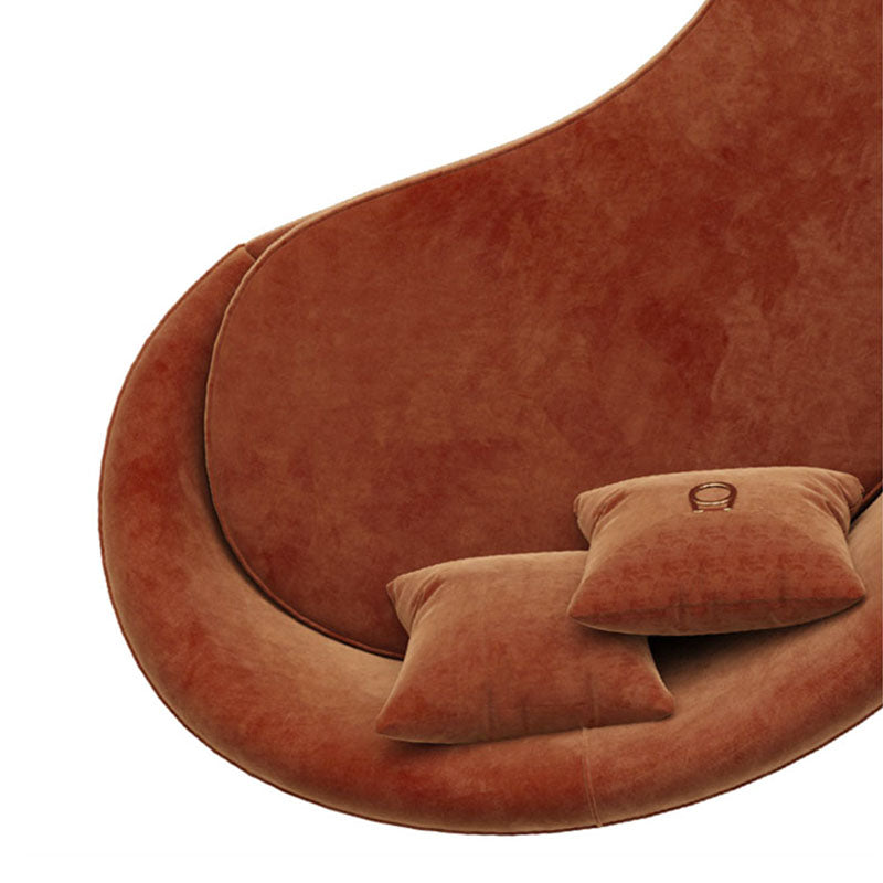 Velvet Contemporary Orange Sofa 47.24" D Curved Sofa with 3 Pillows