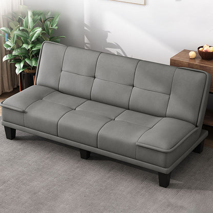 30.7" H Faux Leather Biscuit Back Armless Convertible Sleeper Sofa Grey Clearhalo 'furn' 'furn_sofas' 'Furniture' 'Living Room Furniture' 'Sofa' 'sofas' 6014413