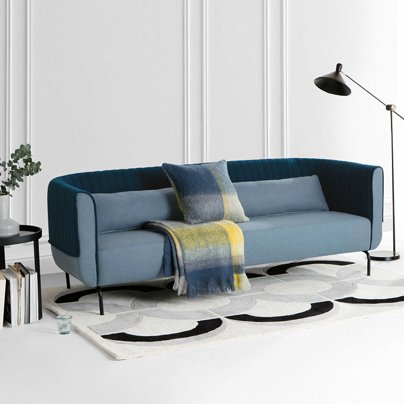 Stoff moderne Smoking -Armsofa mit Bolsterkissen in Blau/Grau