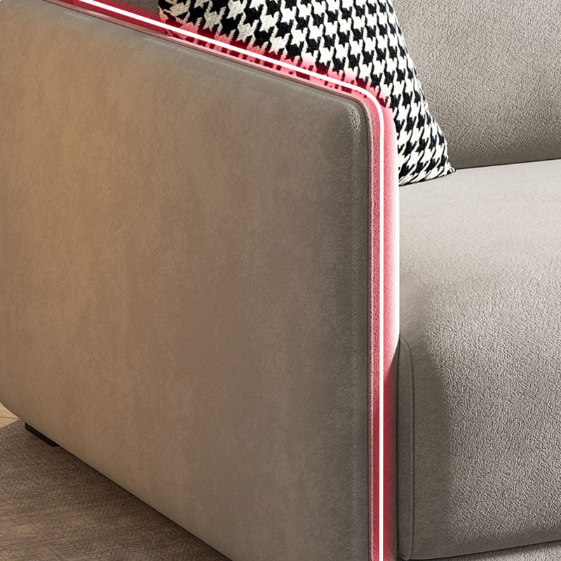 Divano in pelle scamosciata in pelle scamosciata a 4 posti moderna divano posteriore con 2 cuscini