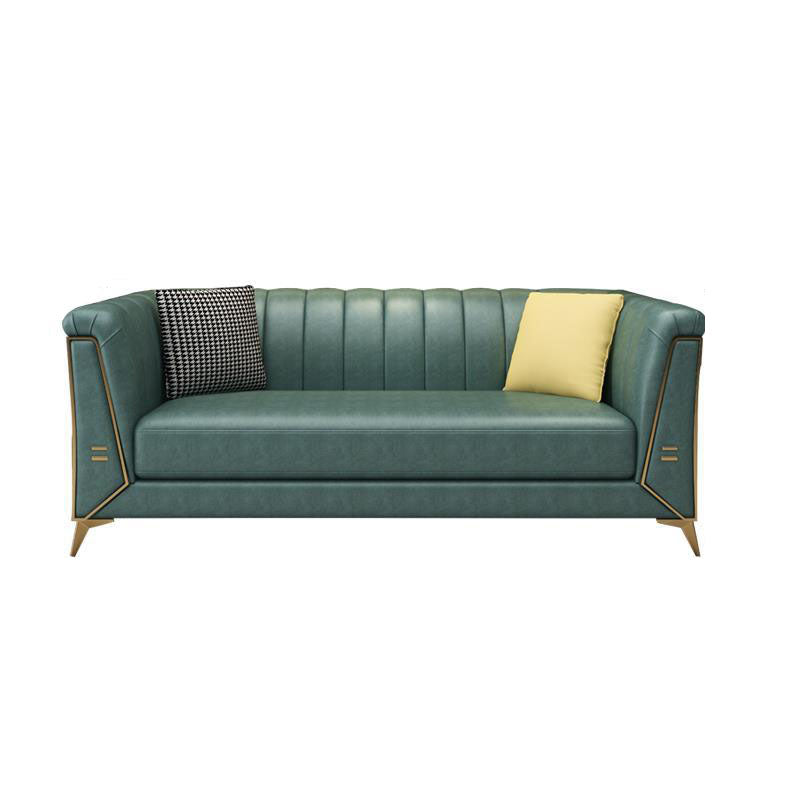 30.7" H Contemporary Faux Leather Tuxedo Sofa for Living Room Green Clearhalo 'furn' 'furn_sofas' 'Furniture' 'Living Room Furniture' 'Sofa' 'sofas' 6014469