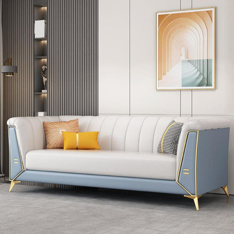 30.7" H Contemporary Faux Leather Tuxedo Sofa for Living Room Mint Green White Clearhalo 'furn' 'furn_sofas' 'Furniture' 'Living Room Furniture' 'Sofa' 'sofas' 6014470