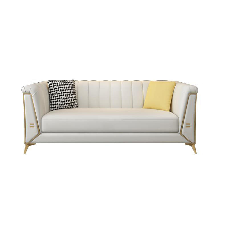 30.7" H Contemporary Faux Leather Tuxedo Sofa for Living Room Clearhalo 'furn' 'furn_sofas' 'Furniture' 'Living Room Furniture' 'Sofa' 'sofas' 6014472