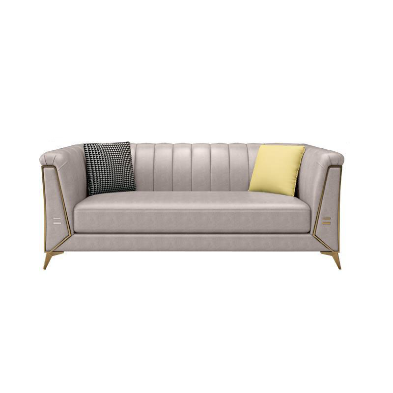 30.7" H Contemporary Faux Leather Tuxedo Sofa for Living Room Light Khaki Clearhalo 'furn' 'furn_sofas' 'Furniture' 'Living Room Furniture' 'Sofa' 'sofas' 6014473