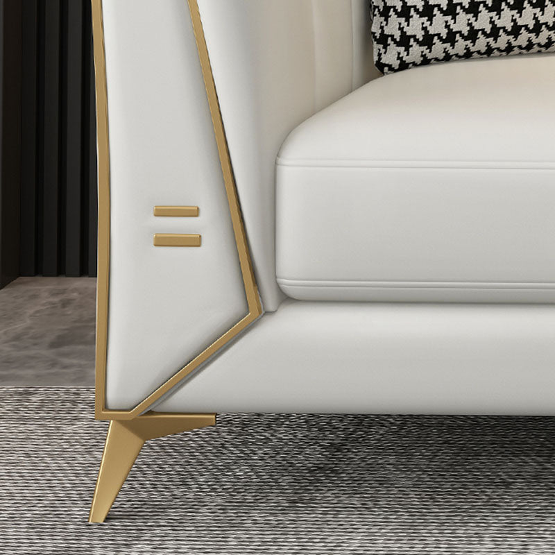 30.7" H Contemporary Faux Leather Tuxedo Sofa for Living Room Clearhalo 'furn' 'furn_sofas' 'Furniture' 'Living Room Furniture' 'Sofa' 'sofas' 6014478