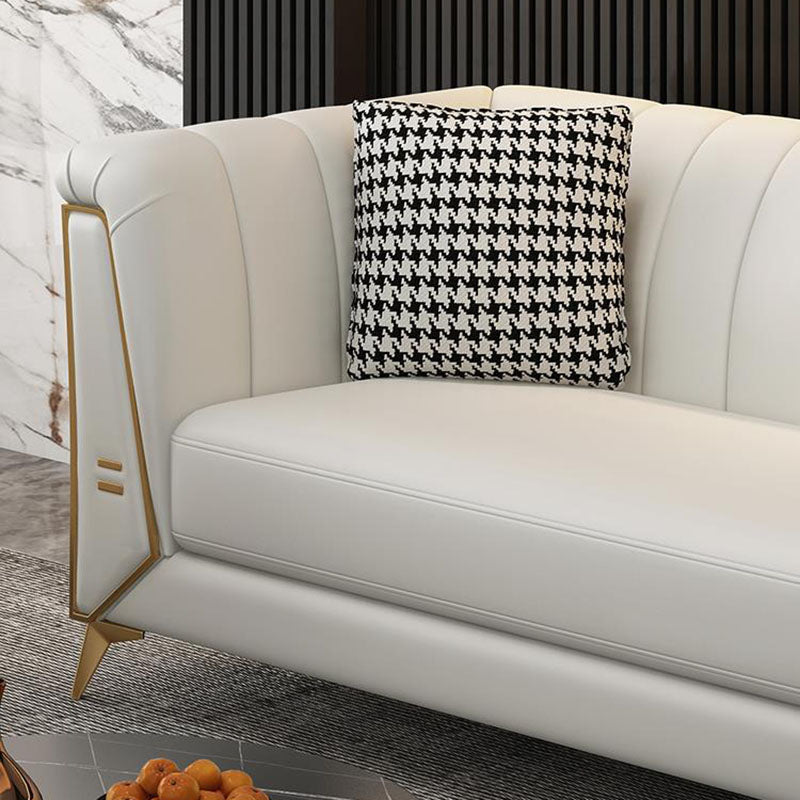 30.7" H Contemporary Faux Leather Tuxedo Sofa for Living Room Clearhalo 'furn' 'furn_sofas' 'Furniture' 'Living Room Furniture' 'Sofa' 'sofas' 6014480