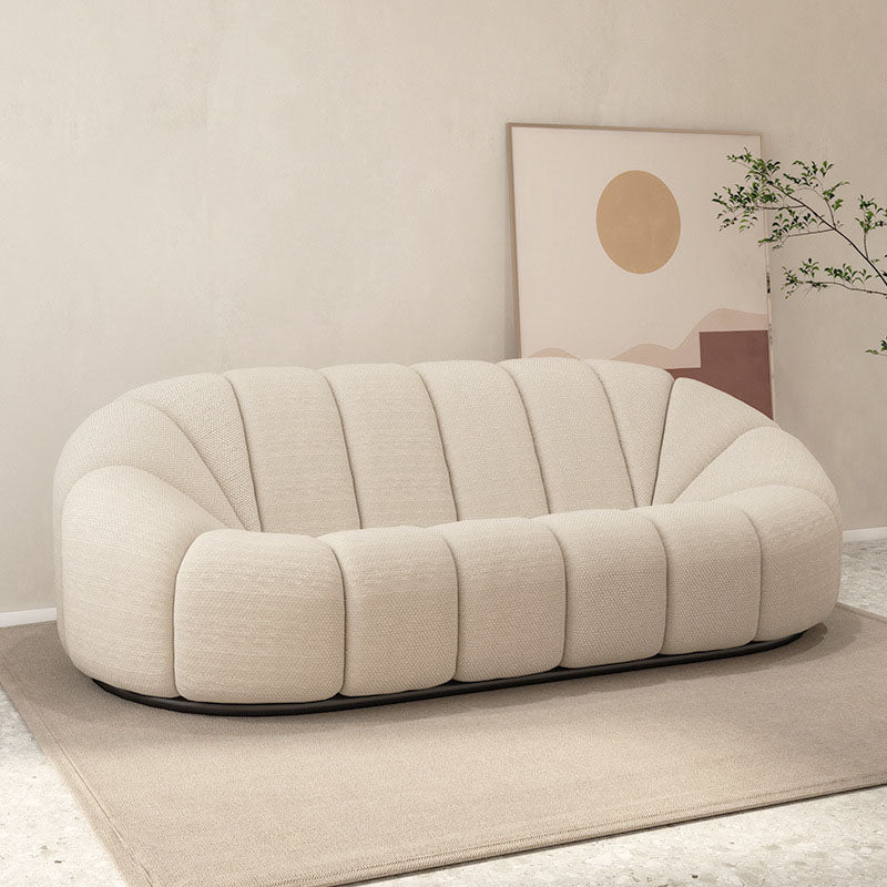 Beige Chenille Curved Sofa Modern 1/2/3-Seater Statement Sofa
