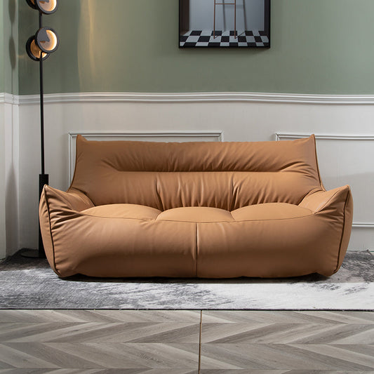 Modernes Kunstleder genähtes Kissen Rücken ausgestattete Armsofa für Wohnzimmer