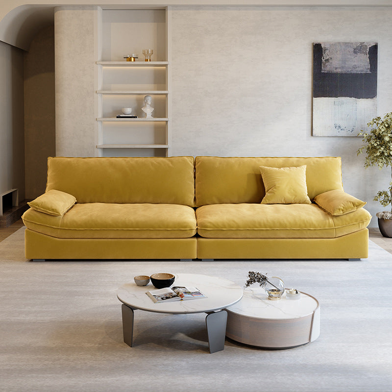 Divano a braccio top cuscino contemporaneo di divano colpido cucito in giallo