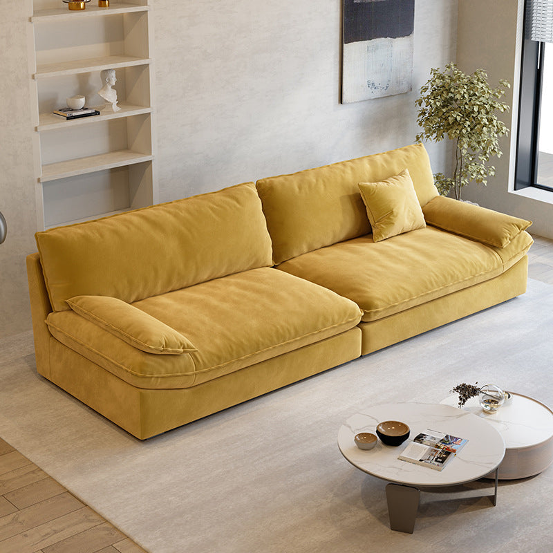 Divano a braccio top cuscino contemporaneo di divano colpido cucito in giallo