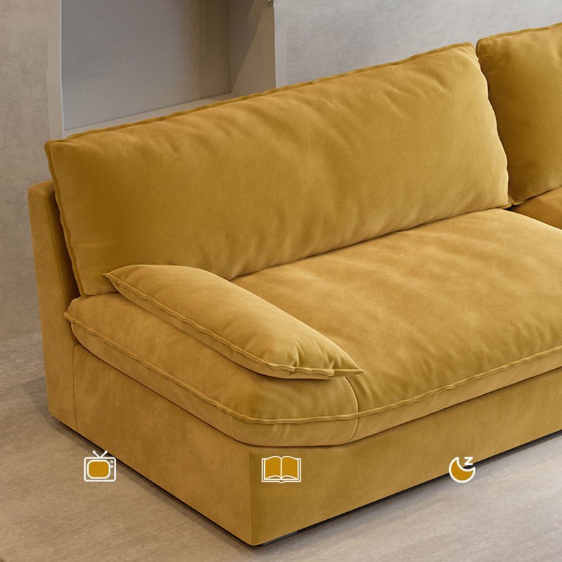 Divano a braccio top cuscino contemporaneo di divano colpido cucito in giallo