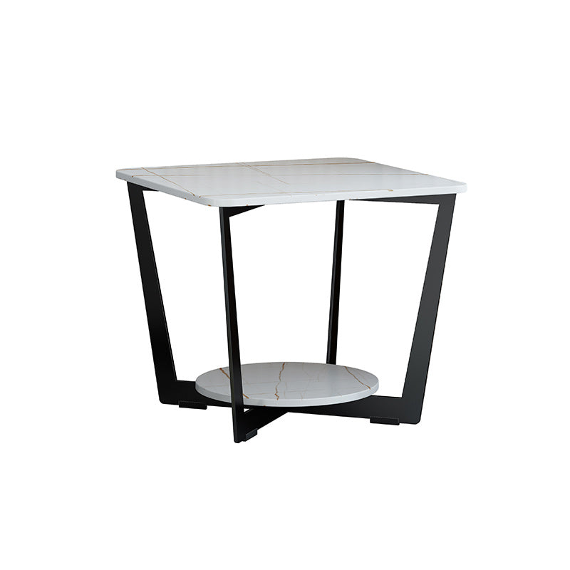 Mesa de pizarra cuadrada de las patas cruzadas contemporáneas con estante