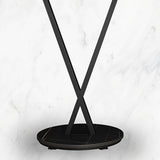 Modernistic Slate Top Round Side End Table Metal X-base End Table