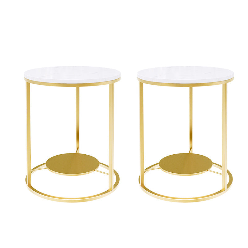 Modernistic Metal Frame Nesting Tables Slate Top Round End Table Gold 2 Clearhalo 'Coffee & Accent Tables' 'End & Side Tables' 'end_side_tables' 'furn' 'furn_end_side_tables' 'Furniture' 'Living Room Furniture' 6014688