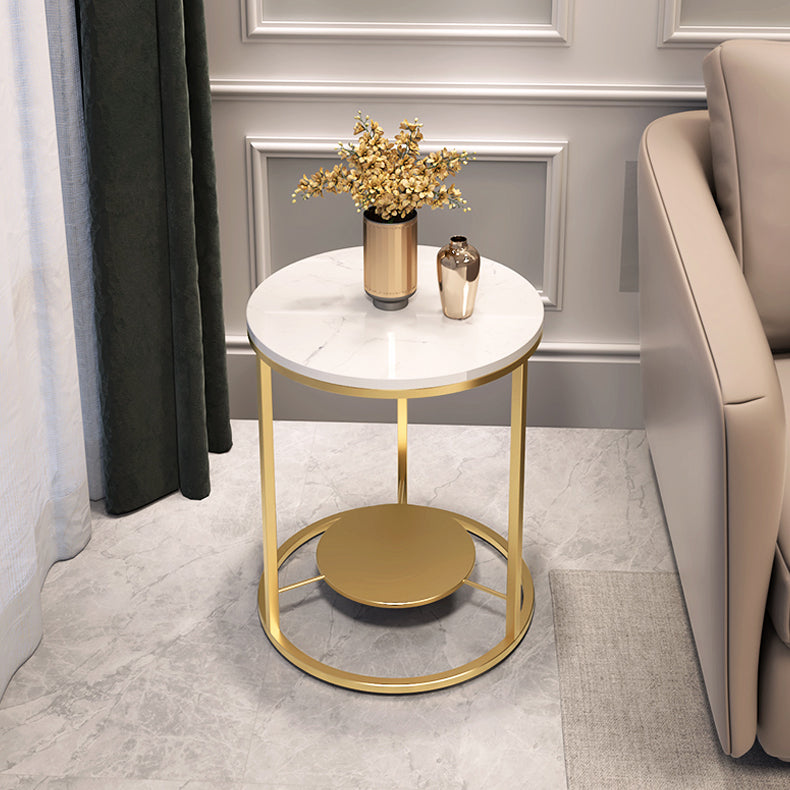 Modernistic Metal Frame Nesting Tables Slate Top Round End Table Clearhalo 'Coffee & Accent Tables' 'End & Side Tables' 'end_side_tables' 'furn' 'furn_end_side_tables' 'Furniture' 'Living Room Furniture' 6014691