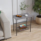 Contemporary Rectangular Side Table Metal 4 Legs End Table with Shelf