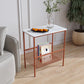Contemporary Rectangular Side Table Metal 4 Legs End Table with Shelf