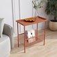Contemporary Rectangular Side Table Metal 4 Legs End Table with Shelf