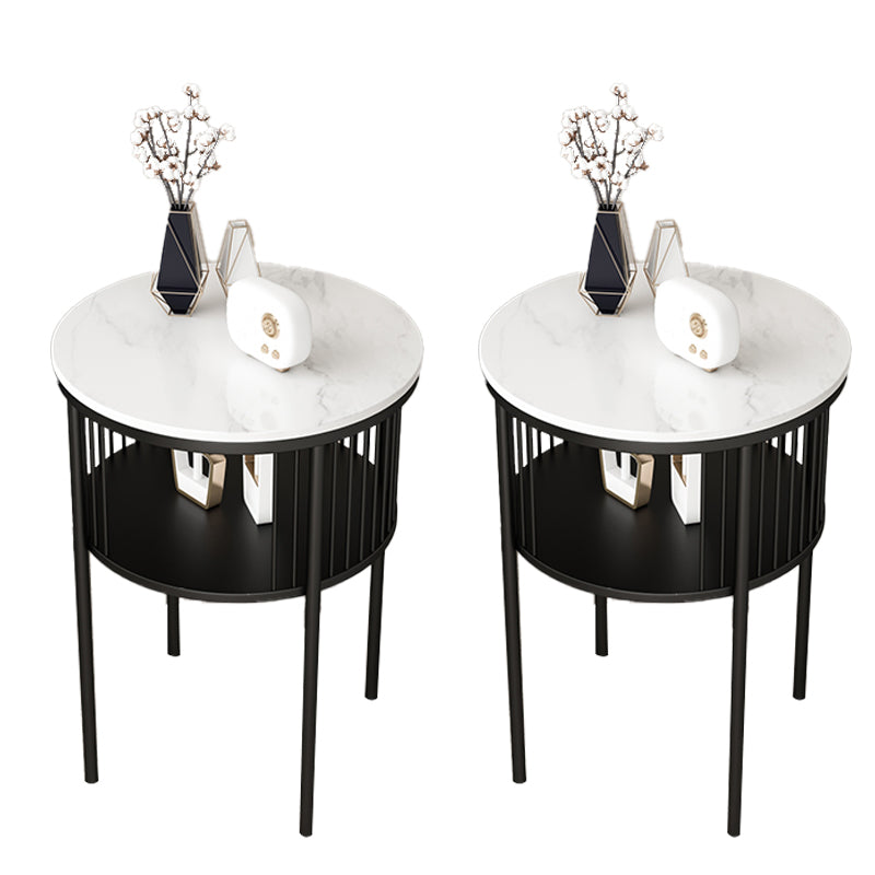 Contemporary Metal 4 Legs End Table Round Double Tier End Table Black White 2 Clearhalo 'Coffee & Accent Tables' 'End & Side Tables' 'end_side_tables' 'furn' 'furn_end_side_tables' 'Furniture' 'Living Room Furniture' 6014770