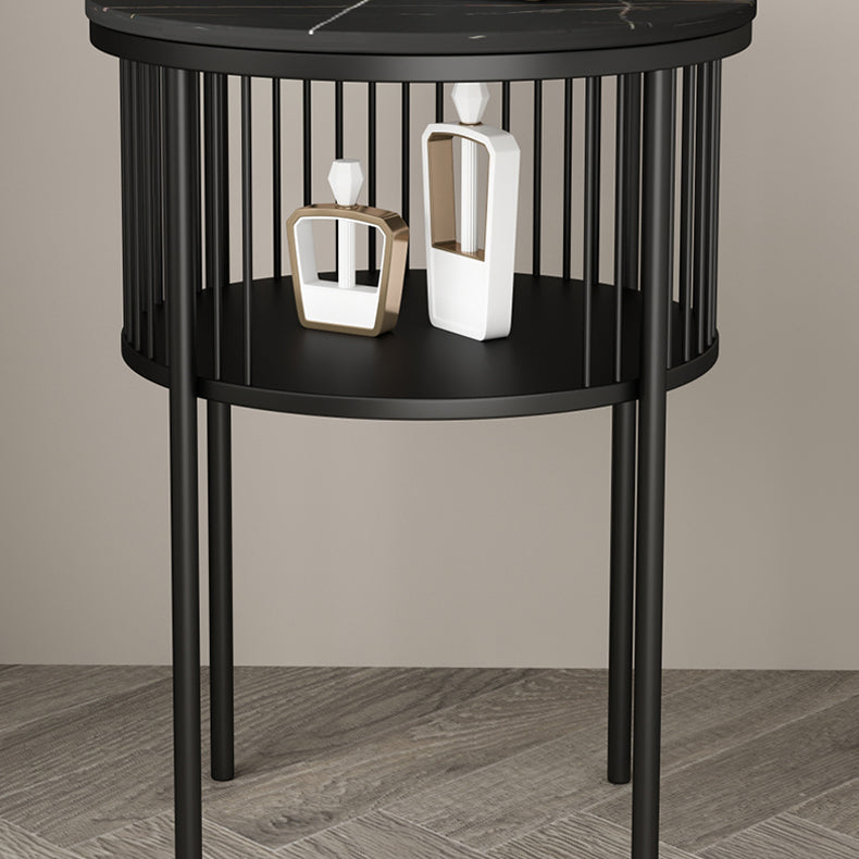 Contemporary Metal 4 Legs End Table Round Double Tier End Table Clearhalo 'Coffee & Accent Tables' 'End & Side Tables' 'end_side_tables' 'furn' 'furn_end_side_tables' 'Furniture' 'Living Room Furniture' 6014774