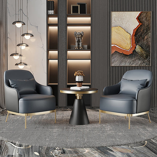 32.67" High Faux Leather Arm Chair Recessed Arms Accent Chair with Basic Four Leg Clearhalo 'Accent Chairs' 'accent_chairs' 'Chairs & Seating' 'furn' 'furn_accent_chairs' 'Furniture' 'Living Room Furniture' 6014908