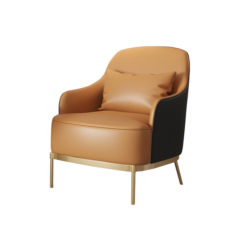 32.67" High Faux Leather Arm Chair Recessed Arms Accent Chair with Basic Four Leg Orange Black 1 Piece Clearhalo 'Accent Chairs' 'accent_chairs' 'Chairs & Seating' 'furn' 'furn_accent_chairs' 'Furniture' 'Living Room Furniture' 6014909