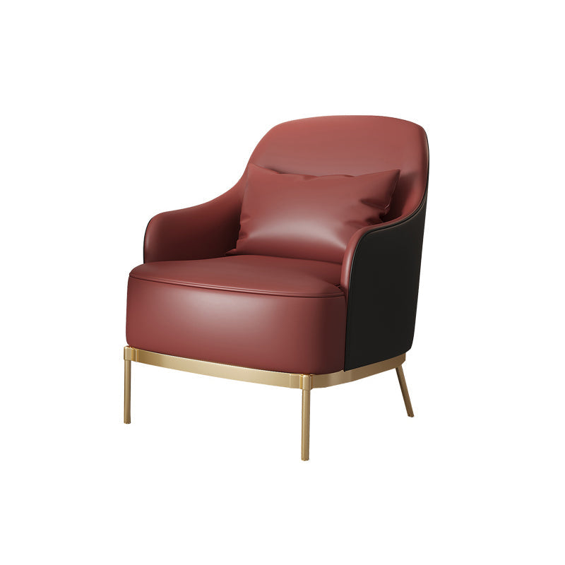 32.67" High Faux Leather Arm Chair Recessed Arms Accent Chair with Basic Four Leg Red-Black 1 Piece Clearhalo 'Accent Chairs' 'accent_chairs' 'Chairs & Seating' 'furn' 'furn_accent_chairs' 'Furniture' 'Living Room Furniture' 6014911