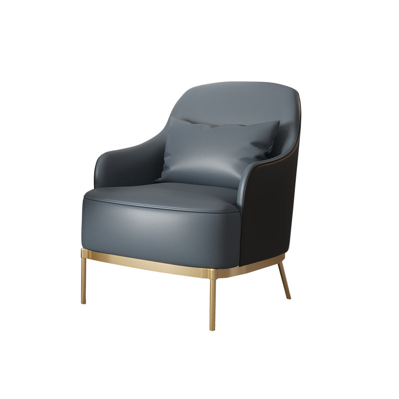 32.67" High Faux Leather Arm Chair Recessed Arms Accent Chair with Basic Four Leg Blue-Black 1 Piece Clearhalo 'Accent Chairs' 'accent_chairs' 'Chairs & Seating' 'furn' 'furn_accent_chairs' 'Furniture' 'Living Room Furniture' 6014912
