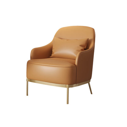 32.67" High Faux Leather Arm Chair Recessed Arms Accent Chair with Basic Four Leg Orange 1 Piece Clearhalo 'Accent Chairs' 'accent_chairs' 'Chairs & Seating' 'furn' 'furn_accent_chairs' 'Furniture' 'Living Room Furniture' 6014914