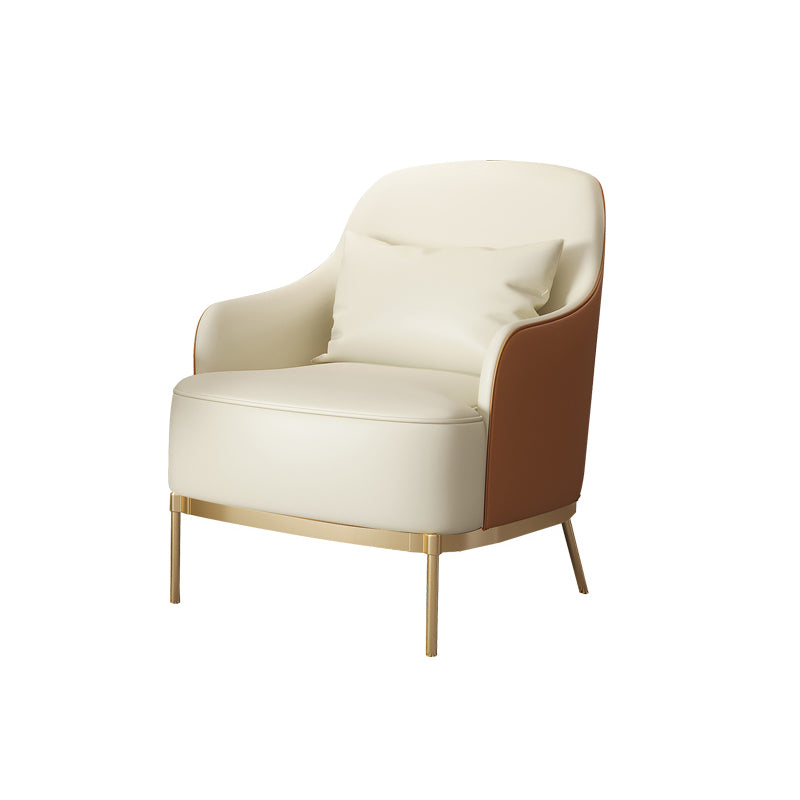 32.67" High Faux Leather Arm Chair Recessed Arms Accent Chair with Basic Four Leg Orange White 1 Piece Clearhalo 'Accent Chairs' 'accent_chairs' 'Chairs & Seating' 'furn' 'furn_accent_chairs' 'Furniture' 'Living Room Furniture' 6014916