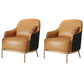 32.67" High Faux Leather Arm Chair Recessed Arms Accent Chair with Basic Four Leg Orange Black 2 Piece Set Clearhalo 'Accent Chairs' 'accent_chairs' 'Chairs & Seating' 'furn' 'furn_accent_chairs' 'Furniture' 'Living Room Furniture' 6014919