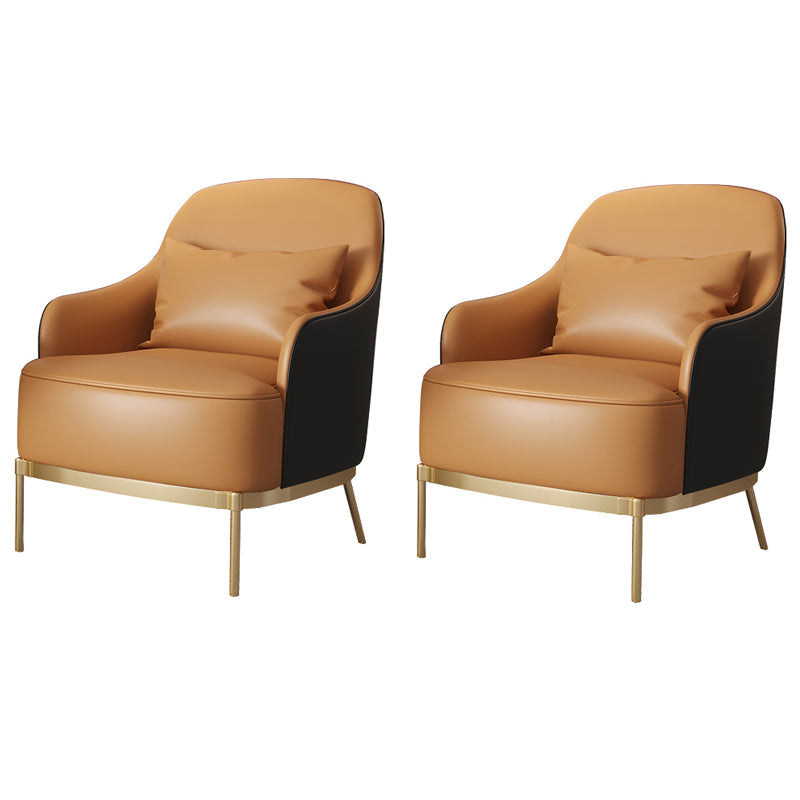 32.67" High Faux Leather Arm Chair Recessed Arms Accent Chair with Basic Four Leg Orange Black 2 Piece Set Clearhalo 'Accent Chairs' 'accent_chairs' 'Chairs & Seating' 'furn' 'furn_accent_chairs' 'Furniture' 'Living Room Furniture' 6014919