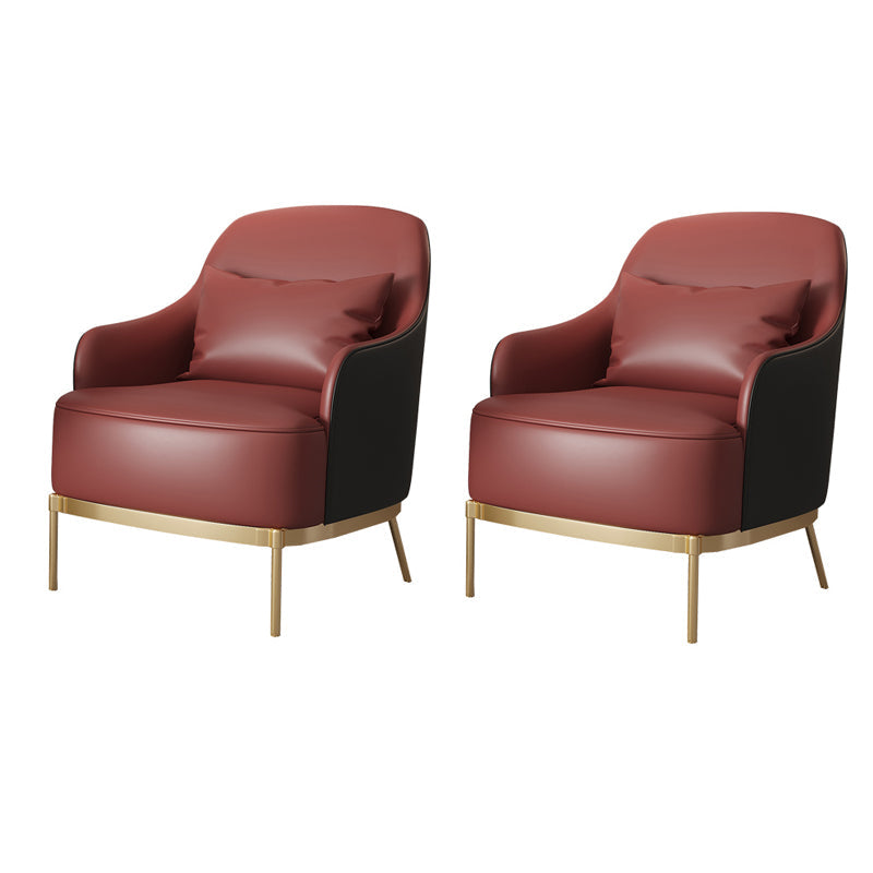 32.67" High Faux Leather Arm Chair Recessed Arms Accent Chair with Basic Four Leg Red-Black 2 Piece Set Clearhalo 'Accent Chairs' 'accent_chairs' 'Chairs & Seating' 'furn' 'furn_accent_chairs' 'Furniture' 'Living Room Furniture' 6014920