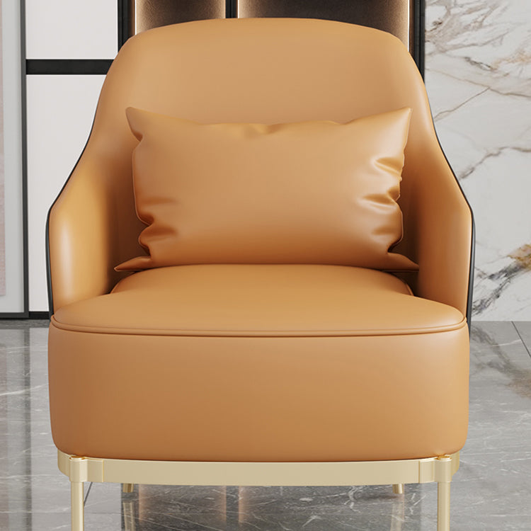 32.67" High Faux Leather Arm Chair Recessed Arms Accent Chair with Basic Four Leg Clearhalo 'Accent Chairs' 'accent_chairs' 'Chairs & Seating' 'furn' 'furn_accent_chairs' 'Furniture' 'Living Room Furniture' 6014921