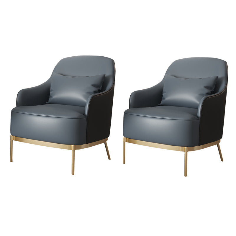 32.67" High Faux Leather Arm Chair Recessed Arms Accent Chair with Basic Four Leg Blue-Black 2 Piece Set Clearhalo 'Accent Chairs' 'accent_chairs' 'Chairs & Seating' 'furn' 'furn_accent_chairs' 'Furniture' 'Living Room Furniture' 6014923