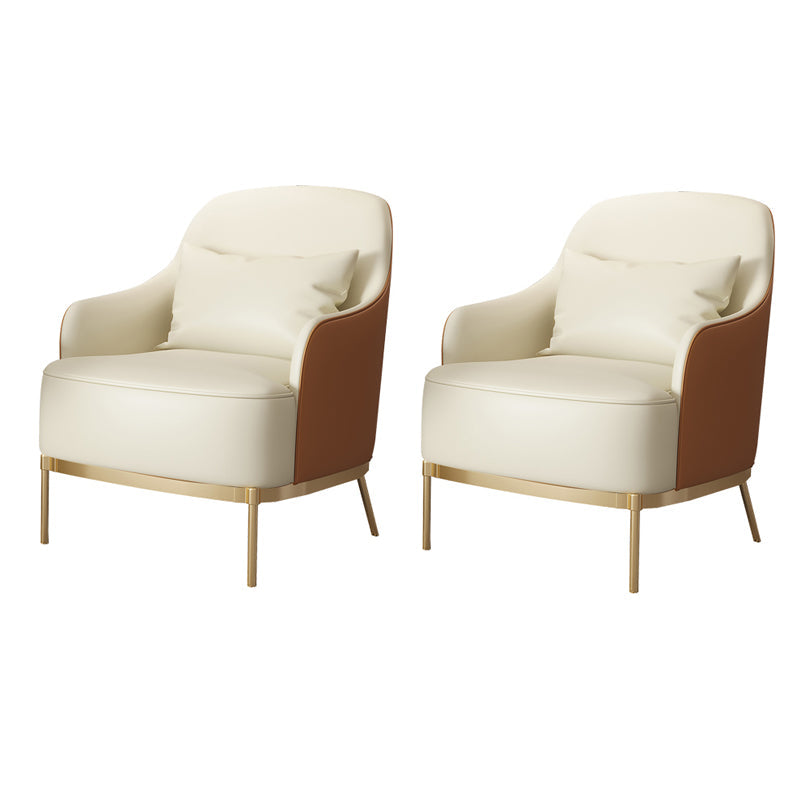 32.67" High Faux Leather Arm Chair Recessed Arms Accent Chair with Basic Four Leg Orange White 2 Piece Set Clearhalo 'Accent Chairs' 'accent_chairs' 'Chairs & Seating' 'furn' 'furn_accent_chairs' 'Furniture' 'Living Room Furniture' 6014926