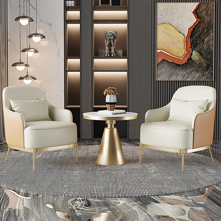 32.67" High Faux Leather Arm Chair Recessed Arms Accent Chair with Basic Four Leg Clearhalo 'Accent Chairs' 'accent_chairs' 'Chairs & Seating' 'furn' 'furn_accent_chairs' 'Furniture' 'Living Room Furniture' 6014927