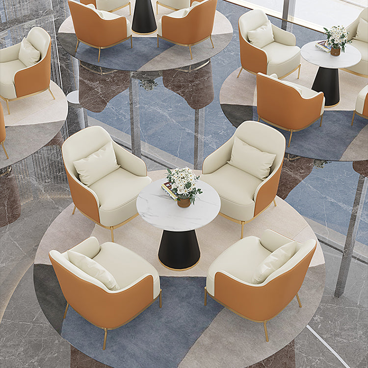 32.67" High Faux Leather Arm Chair Recessed Arms Accent Chair with Basic Four Leg Clearhalo 'Accent Chairs' 'accent_chairs' 'Chairs & Seating' 'furn' 'furn_accent_chairs' 'Furniture' 'Living Room Furniture' 6014928