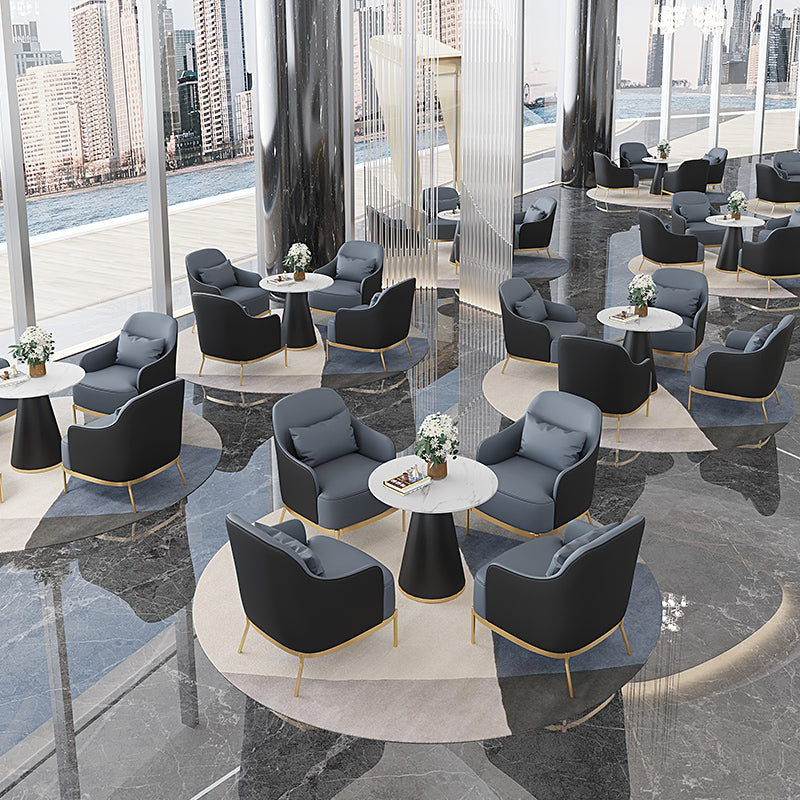 32.67" High Faux Leather Arm Chair Recessed Arms Accent Chair with Basic Four Leg Clearhalo 'Accent Chairs' 'accent_chairs' 'Chairs & Seating' 'furn' 'furn_accent_chairs' 'Furniture' 'Living Room Furniture' 6014930