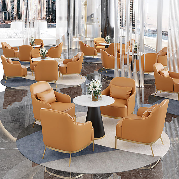 32.67" High Faux Leather Arm Chair Recessed Arms Accent Chair with Basic Four Leg Clearhalo 'Accent Chairs' 'accent_chairs' 'Chairs & Seating' 'furn' 'furn_accent_chairs' 'Furniture' 'Living Room Furniture' 6014932