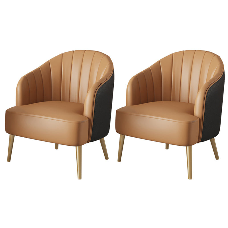 29.52" High Recessed Arms Chair Basic Four Leg Accent Armchair Orange 2 Piece Set Clearhalo 'Accent Chairs' 'accent_chairs' 'Chairs & Seating' 'furn' 'furn_accent_chairs' 'Furniture' 'Living Room Furniture' 6014958